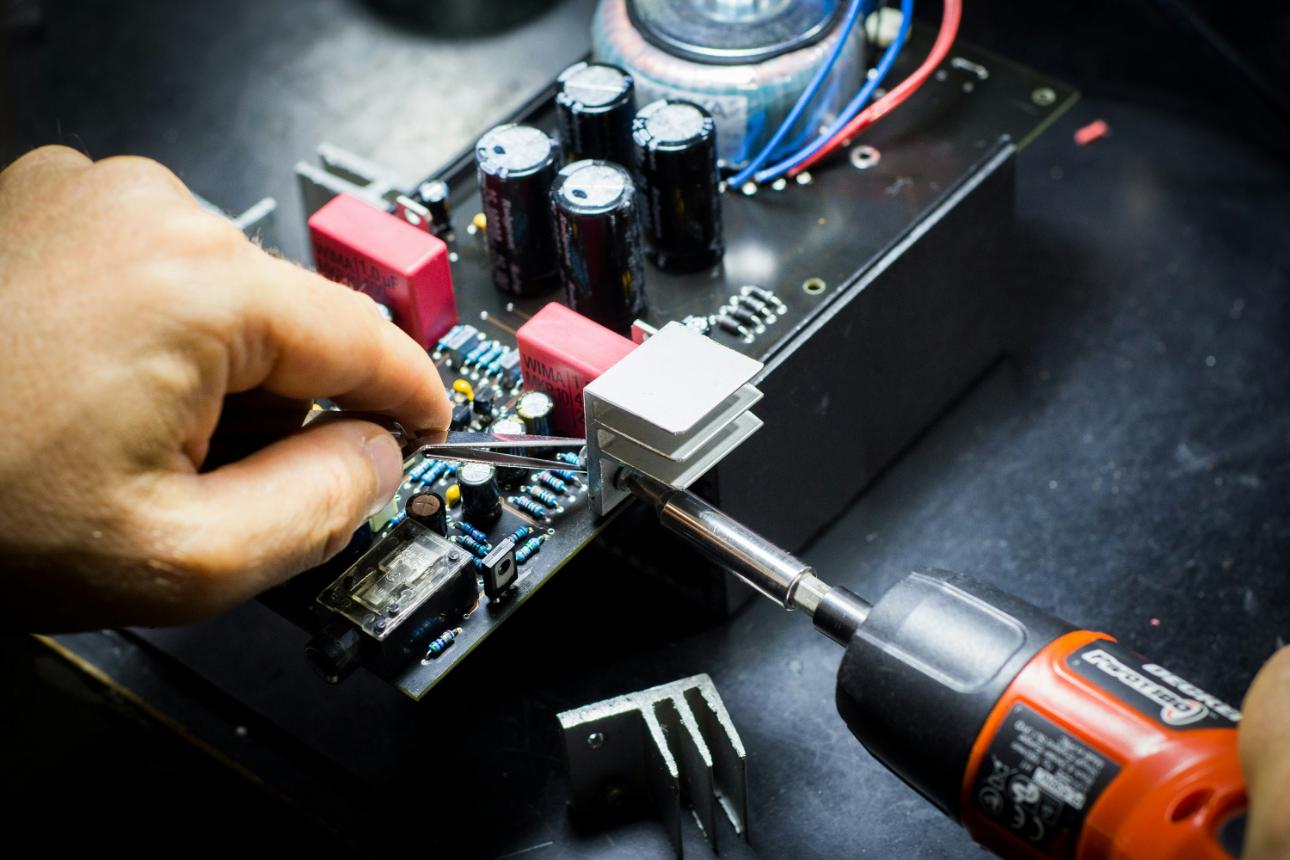 Working on electronic circuit board