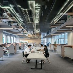 Modern office workspace collaboration