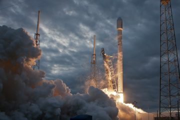 Rocket launching into sky